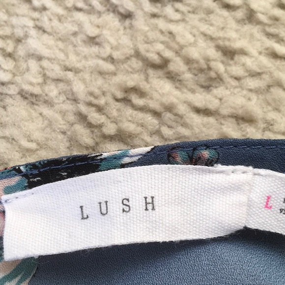 LUSH/SLATE BLUEwPINK ROSES 2 TIERED RUFFLE SLEEVES/NEW - Picture 9 of 10